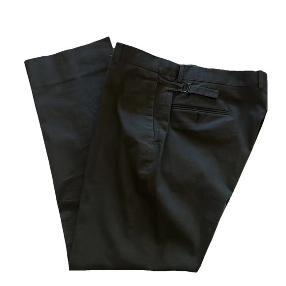 Ralph Lauren Black Label Mens 38x30 Black Cotton Dress Pants Flat Front‎ Cinched - Picture 1 of 15